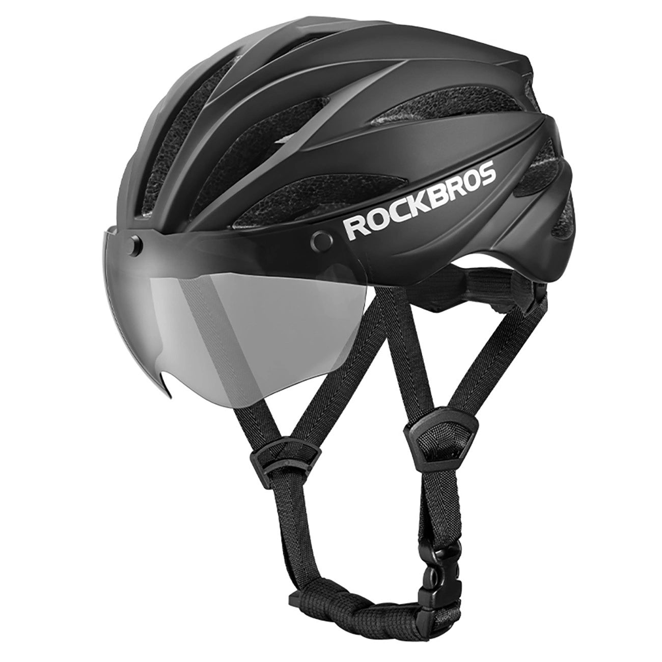 Rockbros Bike Helmet with Visor, Detachable UV Protective Goggles, Unisex - Green_1