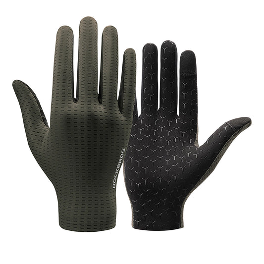 Rockbros Breathable Full Finger Cycling Gloves, Size: XL - Green_0