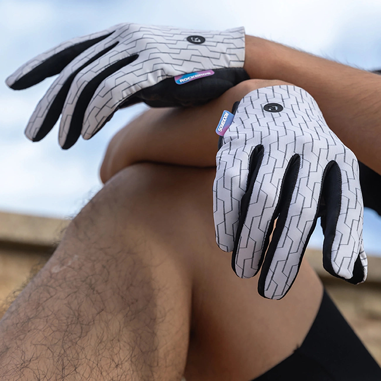 Rockbros sports gloves full spring-summer size M - white and black_5