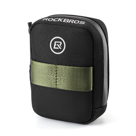 Rockbros Mini Saddle Bag with CO2 Cartridge Holder - Black/Green_0