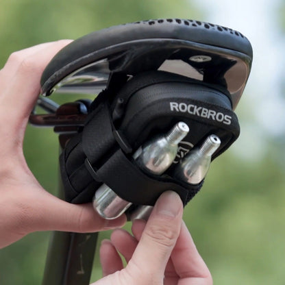 Rockbros Mini Saddle Bag with CO2 Cartridge Holder - Black/Green_2