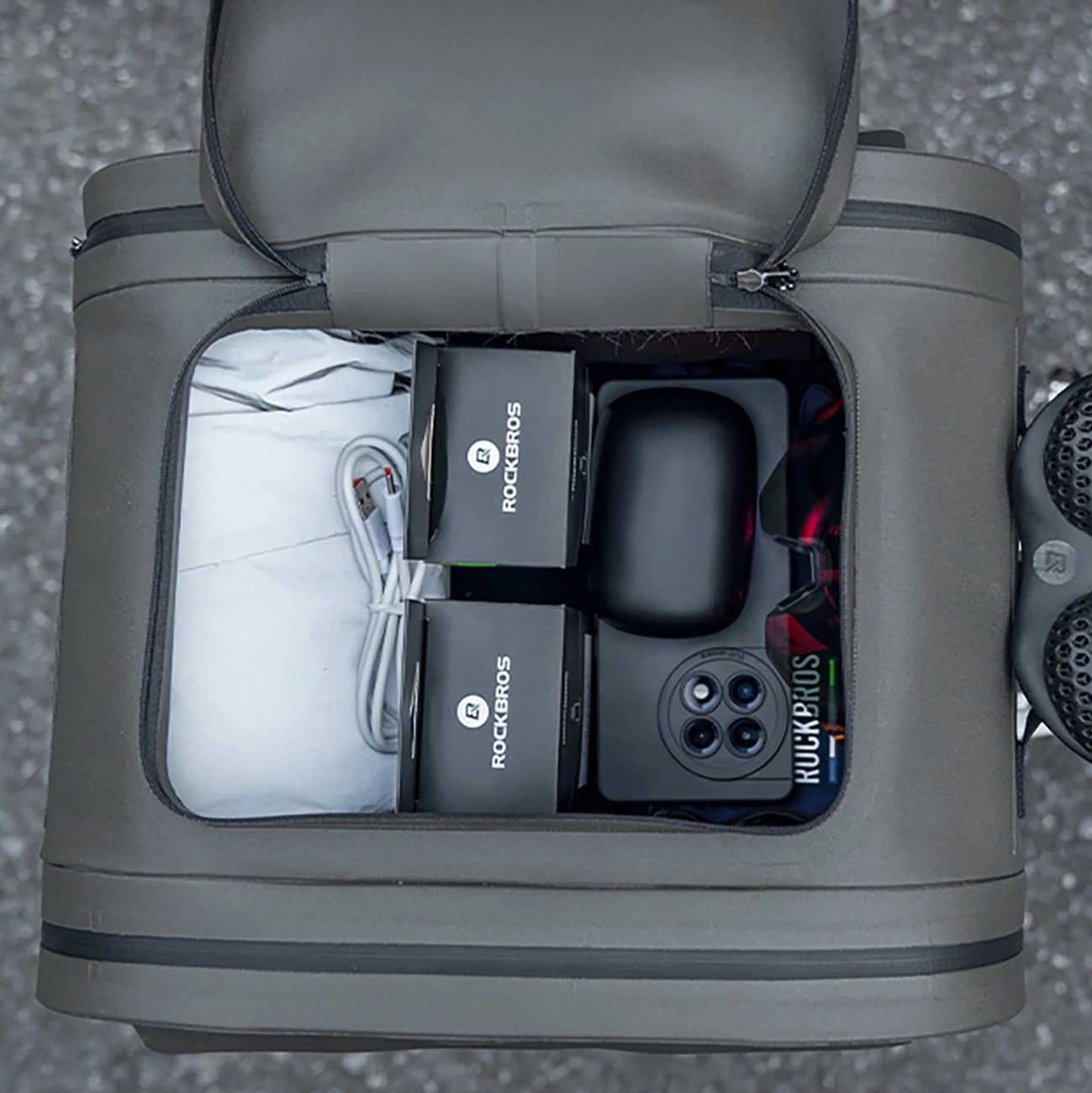 Rockbros waterproof bike pannier, for trunk, capacity 14l - gray_5