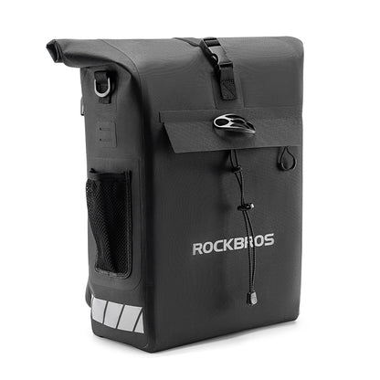 Rockbros Bike Bag with Backpack Function, Waterproof, with Helmet Attachment 18l - Black_0
