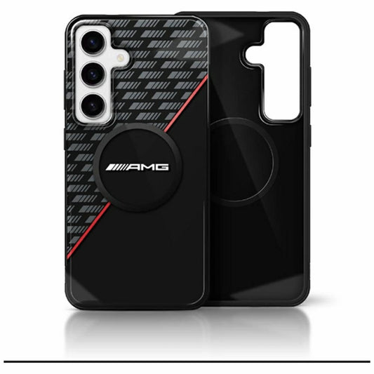 AMG Double Layer Rhombs MagSafe Case for Samsung Galaxy S25 - Black/Red_0