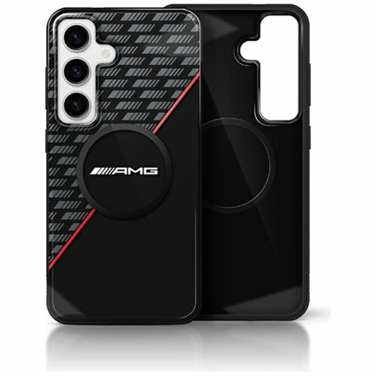 AMG Double Layer Rhombs MagSafe Case for Samsung Galaxy S25+ - Black/Red_0