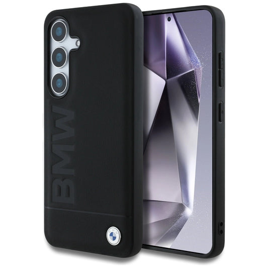 BMW Leather Big Wordmark Case for Samsung Galaxy S25+ - Black_0