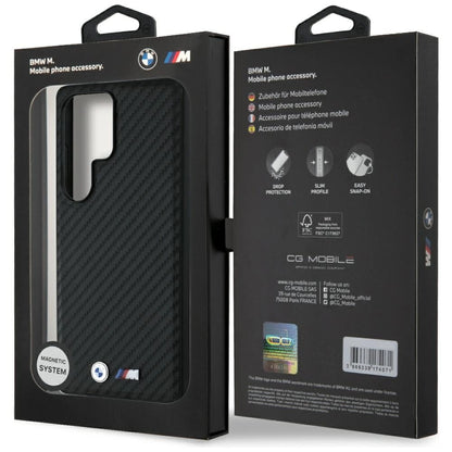 BMW Leather Carbon MagSafe Case for Samsung Galaxy S25 Ultra - Black_7