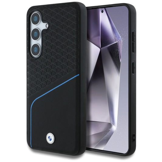 BMW Leather Textured and Smooth MagSafe Case for Samsung Galaxy S25 - Black_0