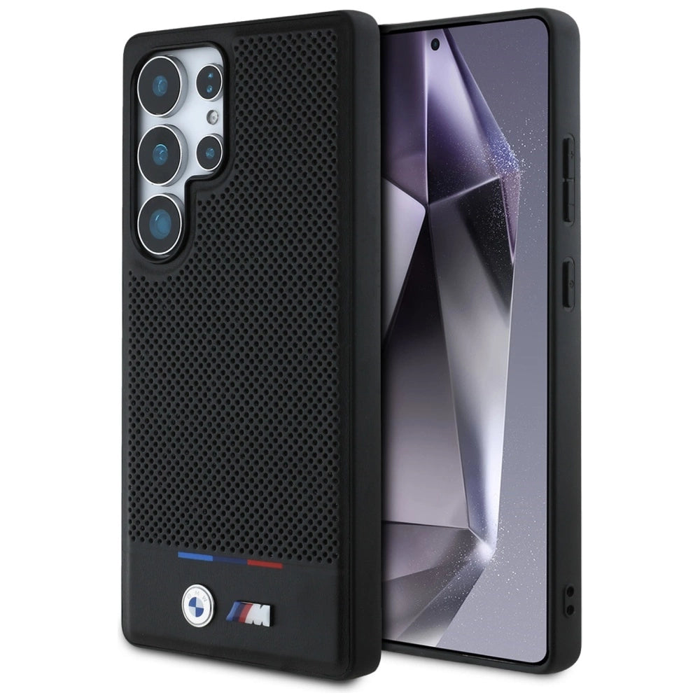 BMW Leather Tricolor Stripe MagSafena Samsung Galaxy S25 Ultra Case - Black_0