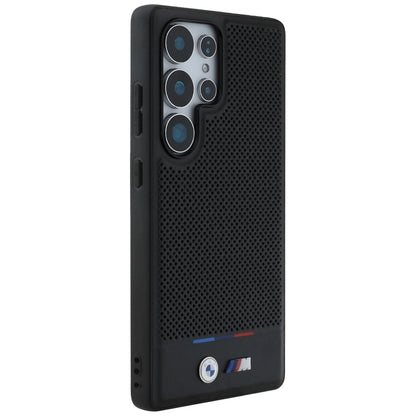 BMW Leather Tricolor Stripe MagSafena Samsung Galaxy S25 Ultra Case - Black_3