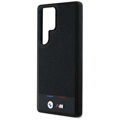 BMW Leather Tricolor Stripe MagSafena Samsung Galaxy S25 Ultra Case - Black_5