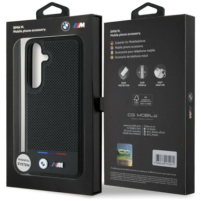 BMW Leather Tricolor Stripe MagSafe Case for Samsung Galaxy S25+ - Black_7