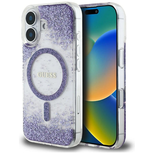 Guess HC Resin Bottom Glitter MagSafe case for iPhone 16 - purple_0