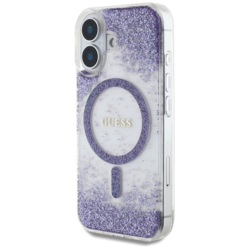 Guess HC Resin Bottom Glitter MagSafe case for iPhone 16 - purple_1