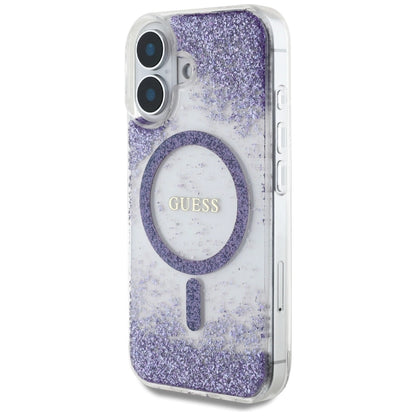 Guess HC Resin Bottom Glitter MagSafe case for iPhone 16 - purple_1