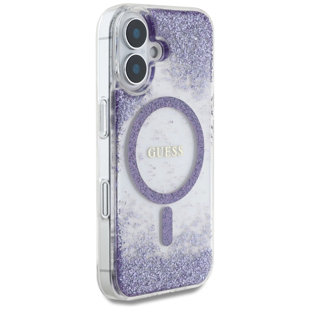 Guess HC Resin Bottom Glitter MagSafe case for iPhone 16 - purple_3