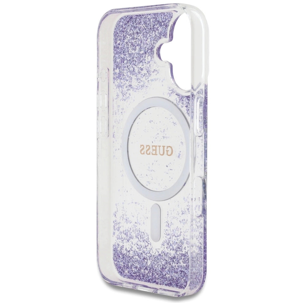 Guess HC Resin Bottom Glitter MagSafe case for iPhone 16 - purple_6