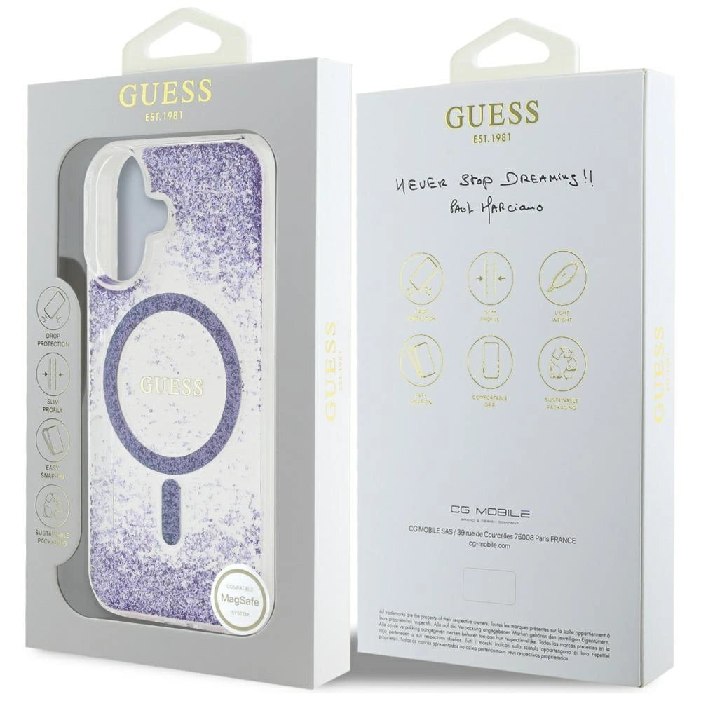 Guess HC Resin Bottom Glitter MagSafe case for iPhone 16 - purple_7