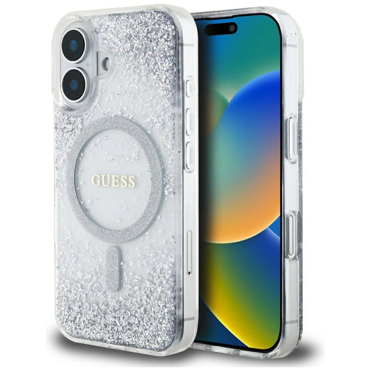 Guess HC Resin Bottom Glitter MagSafe case for iPhone 16 - silver_0