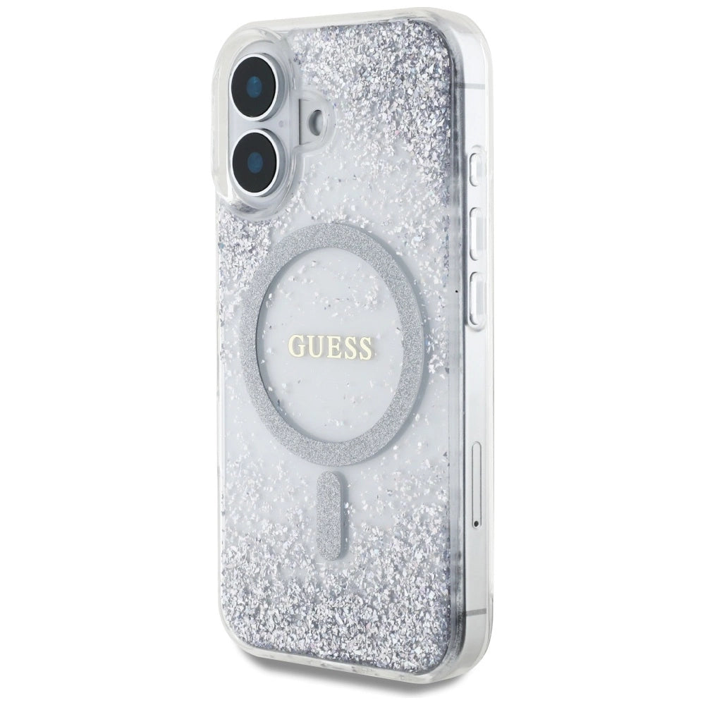 Guess HC Resin Bottom Glitter MagSafe case for iPhone 16 - silver_1