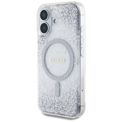 Guess HC Resin Bottom Glitter MagSafe case for iPhone 16 - silver_1