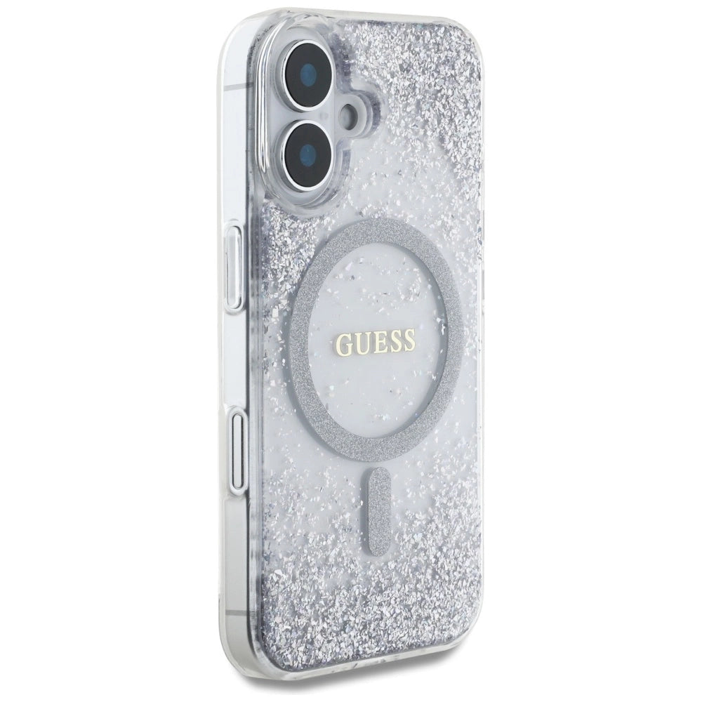Guess HC Resin Bottom Glitter MagSafe case for iPhone 16 - silver_3