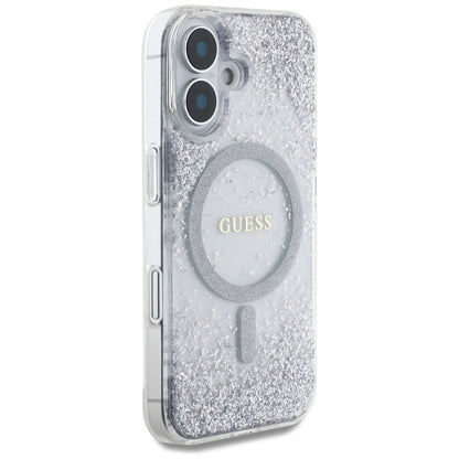 Guess HC Resin Bottom Glitter MagSafe case for iPhone 16 - silver_3
