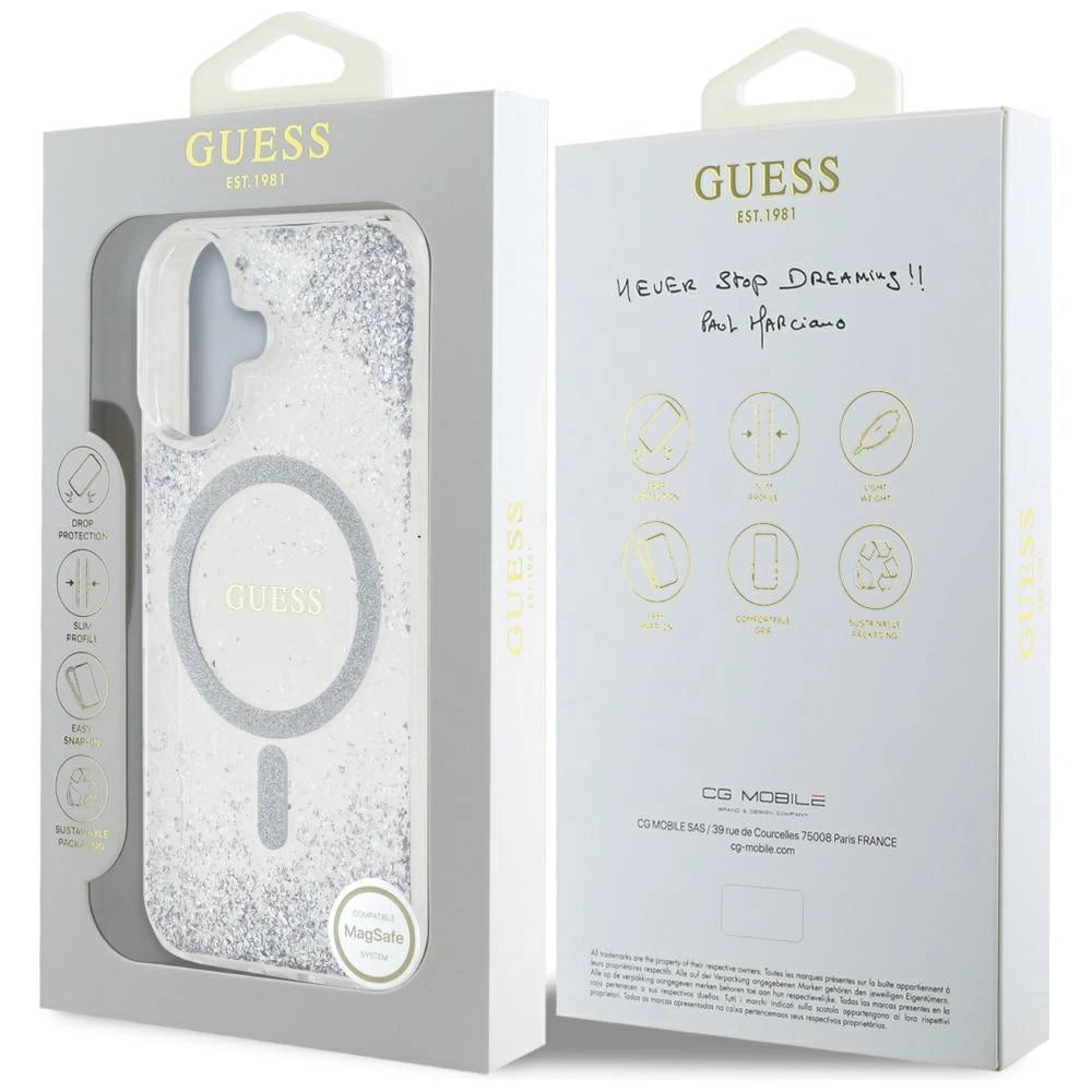 Guess HC Resin Bottom Glitter MagSafe case for iPhone 16 - silver_7
