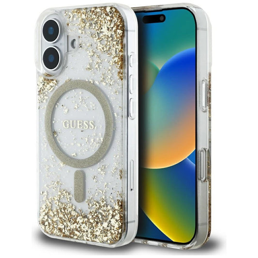 Guess HC Resin Bottom Glitter MagSafe case for iPhone 16 - gold_0