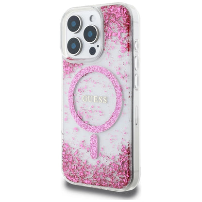 Guess HC Resin Bottom Glitter MagSafe iPhone 16 Pro Case - Pink_1