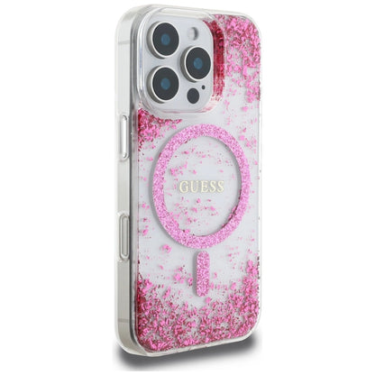 Guess HC Resin Bottom Glitter MagSafe iPhone 16 Pro Case - Pink_3