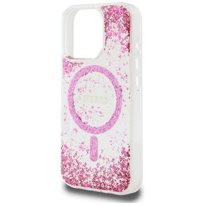 Guess HC Resin Bottom Glitter MagSafe iPhone 16 Pro Case - Pink_5