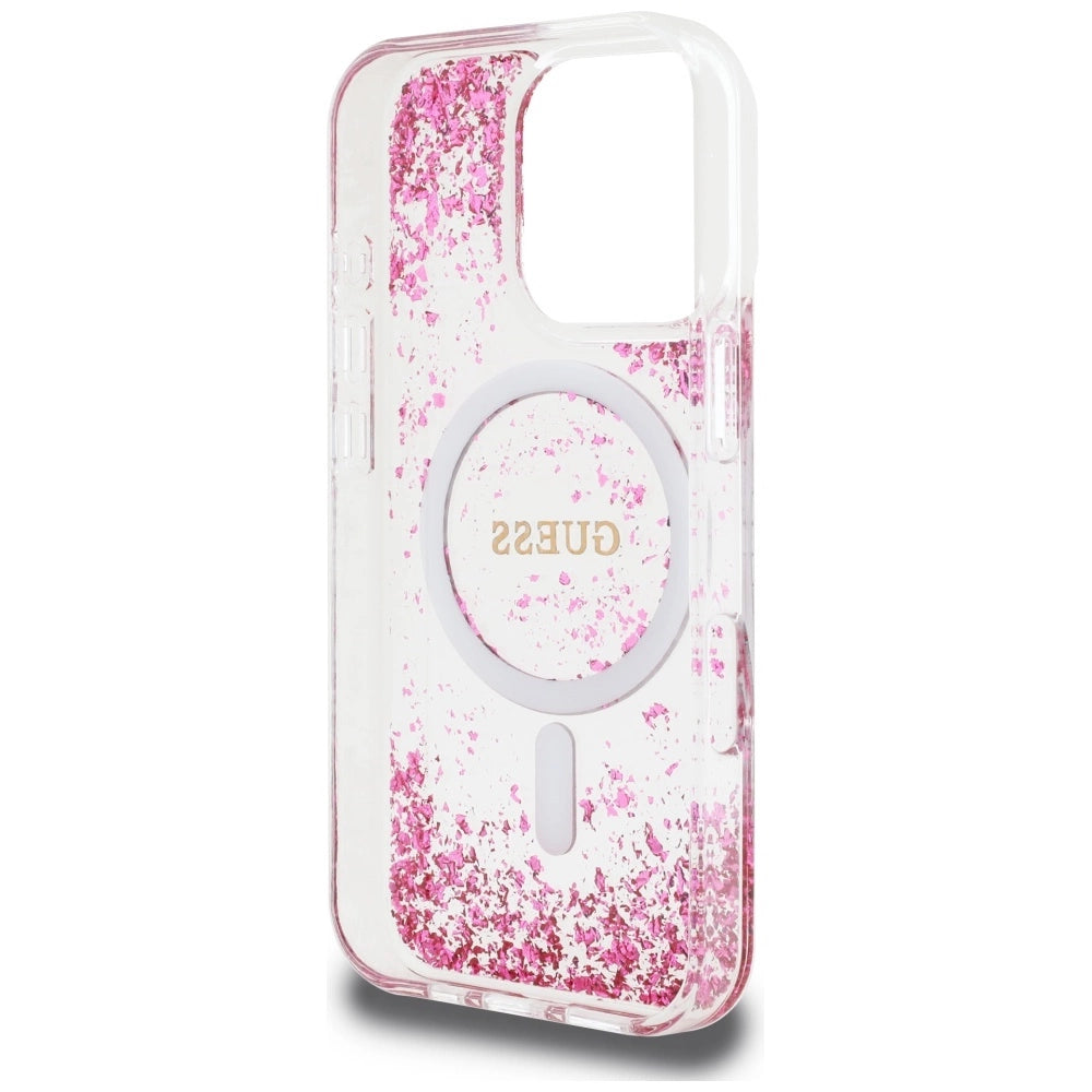 Guess HC Resin Bottom Glitter MagSafe iPhone 16 Pro Case - Pink_6