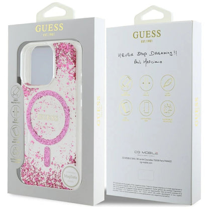 Guess HC Resin Bottom Glitter MagSafe iPhone 16 Pro Case - Pink_7