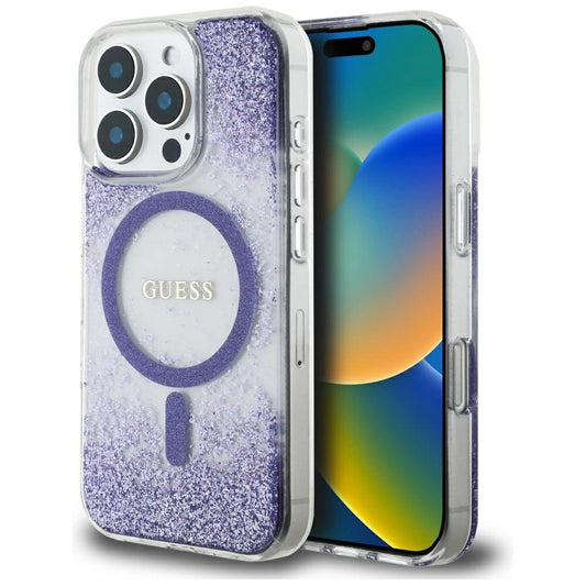 Guess HC Resin Bottom Glitter MagSafe case for iPhone 16 Pro Max - purple_0