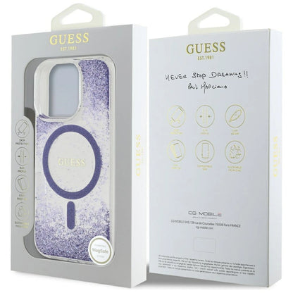 Guess HC Resin Bottom Glitter MagSafe case for iPhone 16 Pro Max - purple_7
