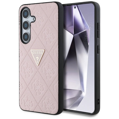 Guess Hot Stamp 4G Pattern Triangle Metal Logo Case for Samsung Galaxy S25 - Pink_0