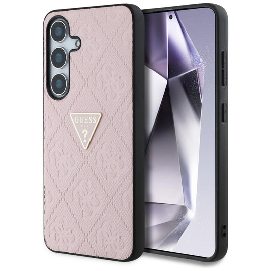 Guess Hot Stamp 4G Pattern Triangle Metal Logo Case for Samsung Galaxy S25 - Pink_0