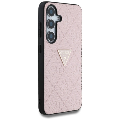 Guess Hot Stamp 4G Pattern Triangle Metal Logo Case for Samsung Galaxy S25 - Pink_3