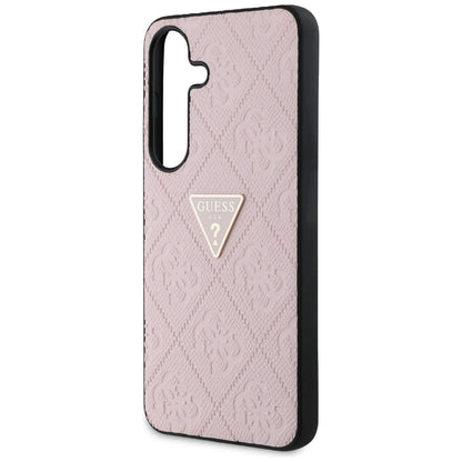 Guess Hot Stamp 4G Pattern Triangle Metal Logo Case for Samsung Galaxy S25 - Pink_5