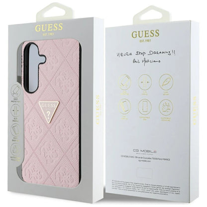 Guess Hot Stamp 4G Pattern Triangle Metal Logo Case for Samsung Galaxy S25 - Pink_7