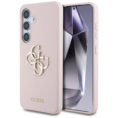 Guess Silicone Big 4G Logo Bottom Script Case for Samsung Galaxy S25 - Pink_0