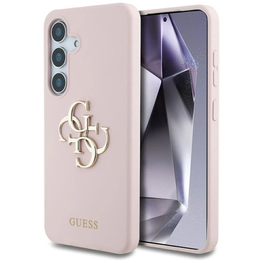 Guess Silicone Big 4G Logo Bottom Script Case for Samsung Galaxy S25 - Pink_0