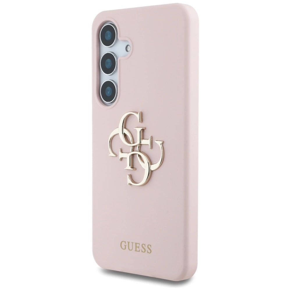 Guess Silicone Big 4G Logo Bottom Script Case for Samsung Galaxy S25 - Pink_1