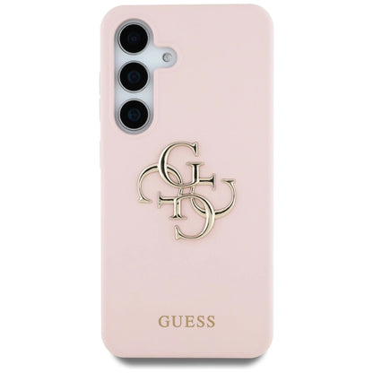 Guess Silicone Big 4G Logo Bottom Script Case for Samsung Galaxy S25 - Pink_2