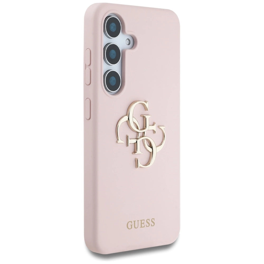 Guess Silicone Big 4G Logo Bottom Script Case for Samsung Galaxy S25 - Pink_3