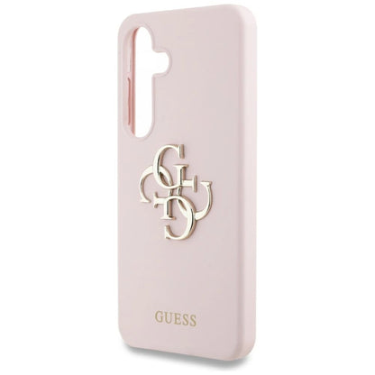 Guess Silicone Big 4G Logo Bottom Script Case for Samsung Galaxy S25 - Pink_5