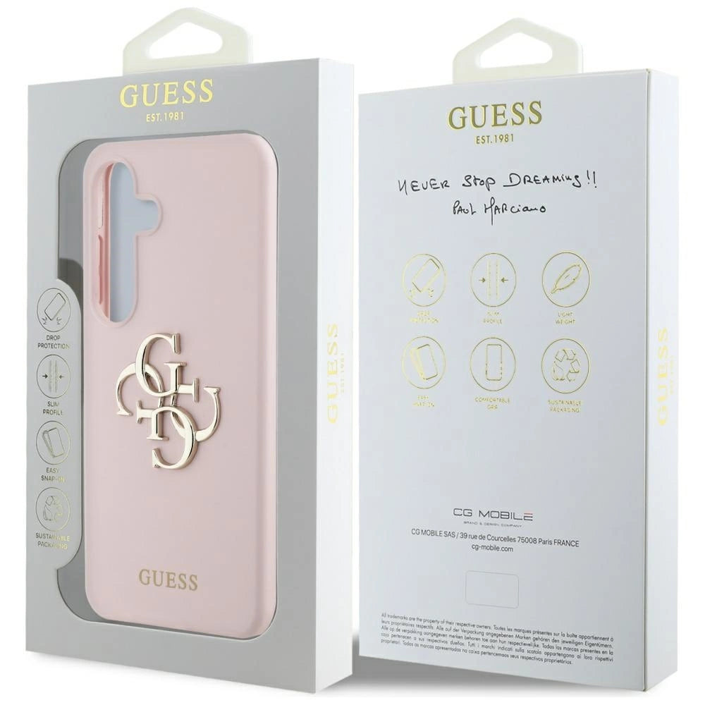 Guess Silicone Big 4G Logo Bottom Script Case for Samsung Galaxy S25 - Pink_7
