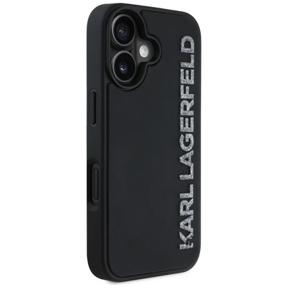 Karl Lagerfeld HC 3D Rubber Elongated Glitter iPhone 16 Case - Black_3