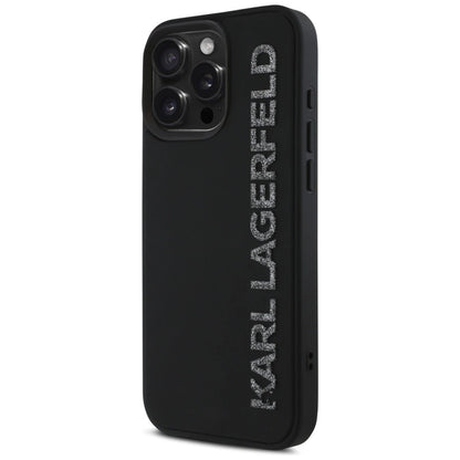 Karl Lagerfeld HC 3D Rubber Elongated Glitter iPhone 16 Pro Case - Black_1